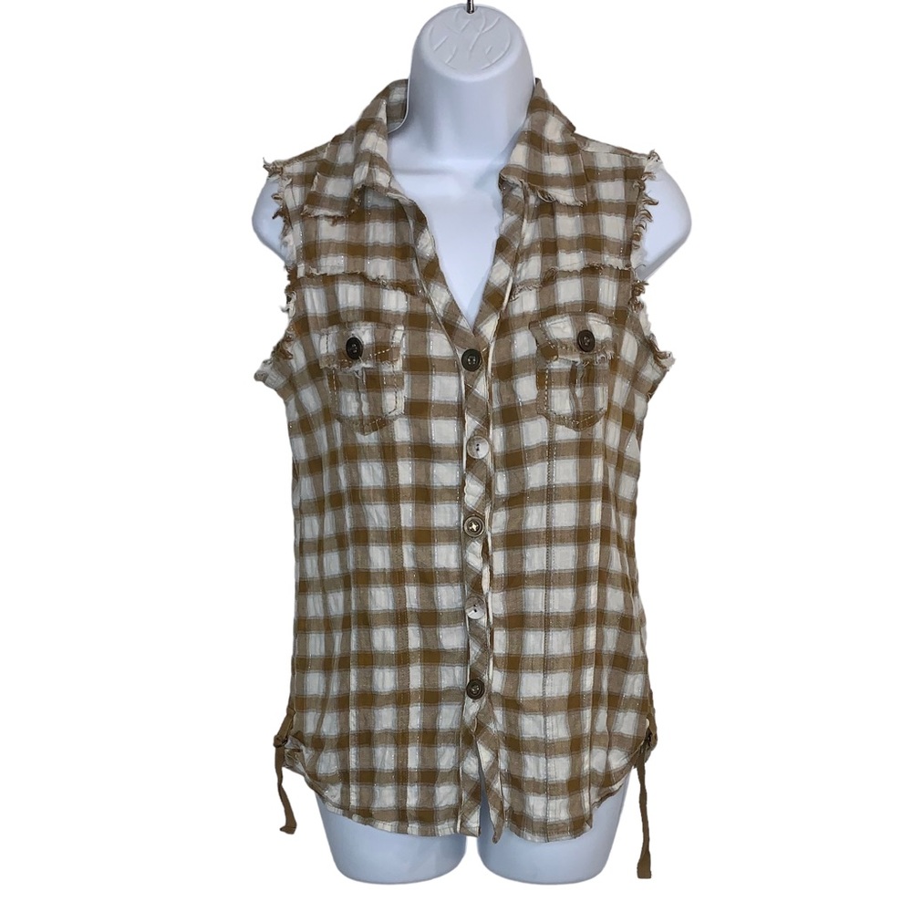 DAYTRIP Western Plaid Sleeveless Top Sz S